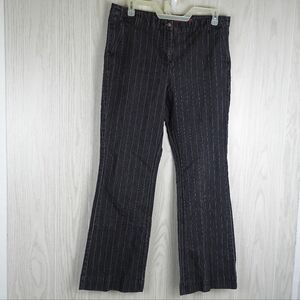 NEW YORK & CO 42nd St Trousers Women's  Jeans Wide Leg black with white strip 18